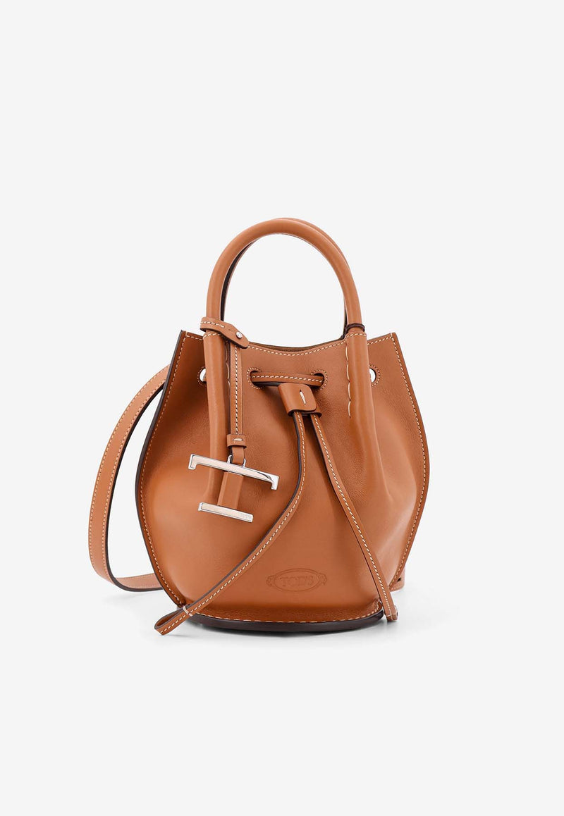 Tod
s Mini Buz Leather Bucket Bag Brown XBWBUZK0100UPP_S410