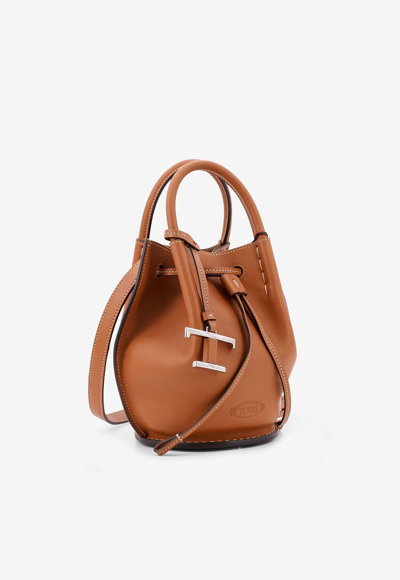 Tod
s Mini Buz Leather Bucket Bag Brown XBWBUZK0100UPP_S410