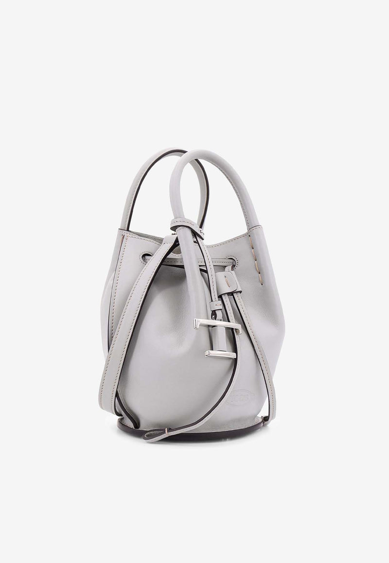 Tod
s Mini Buz Leather Bucket Bag Gray XBWBUZK0100UPP_B215