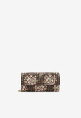 Fendi Continental Floral Chain Clutch Brown 8M0365AURF_F174H