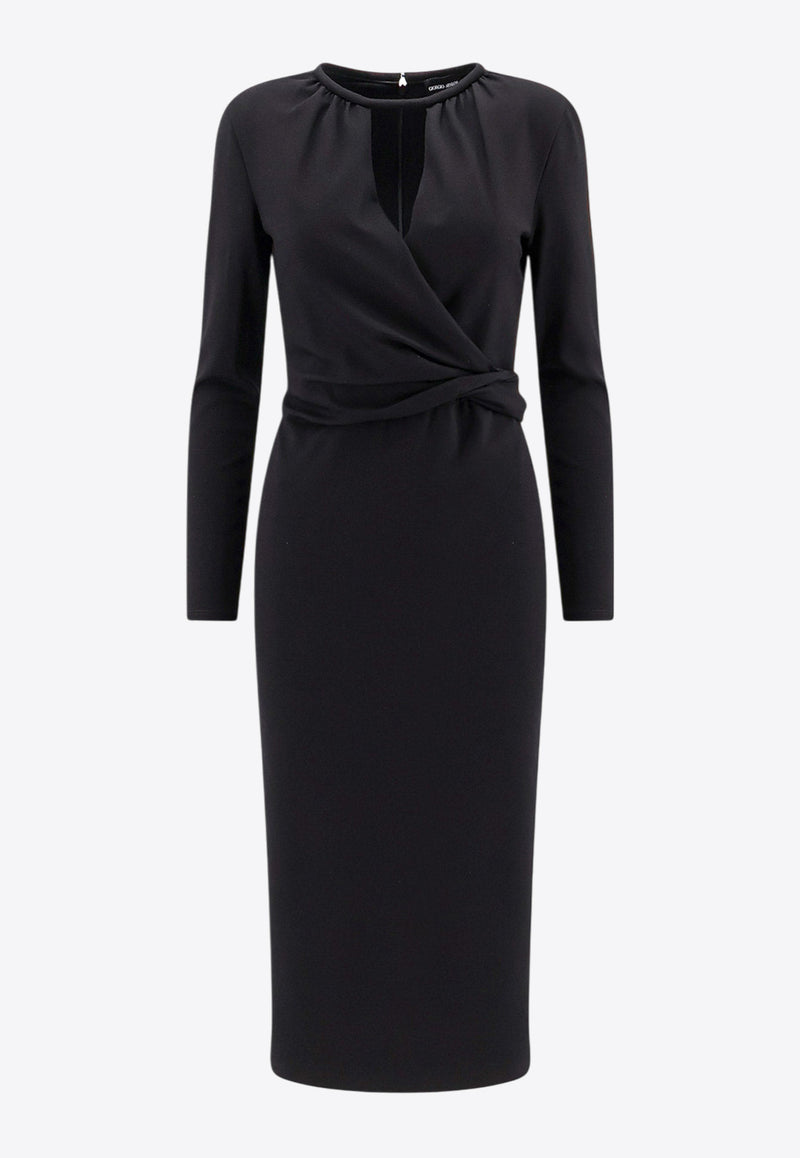 Giorgio Armani Draped Midi Dress Black 6DAA68AJFBZ_UC99