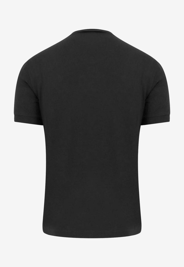 Giorgio Armani V-neck Solid T-shirt Black 8NST63SJP4Z_UC99