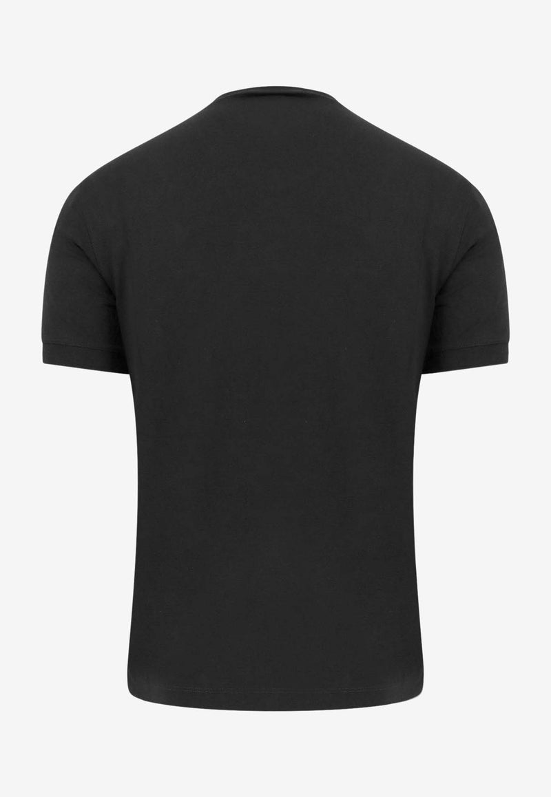 Giorgio Armani V-neck Solid T-shirt Black 8NST63SJP4Z_UC99