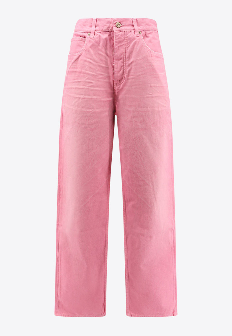 Balenciaga Logo Patch Wide-Leg Jeans Pink 786468TRWA6_2014