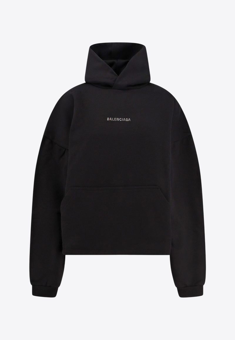 Balenciaga Logo-Printed Hooded Sweatshirt Black 818433TQVY1_1000