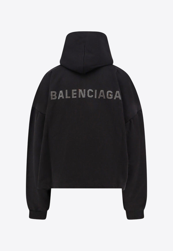 Balenciaga Logo-Printed Hooded Sweatshirt Black 818433TQVY1_1000