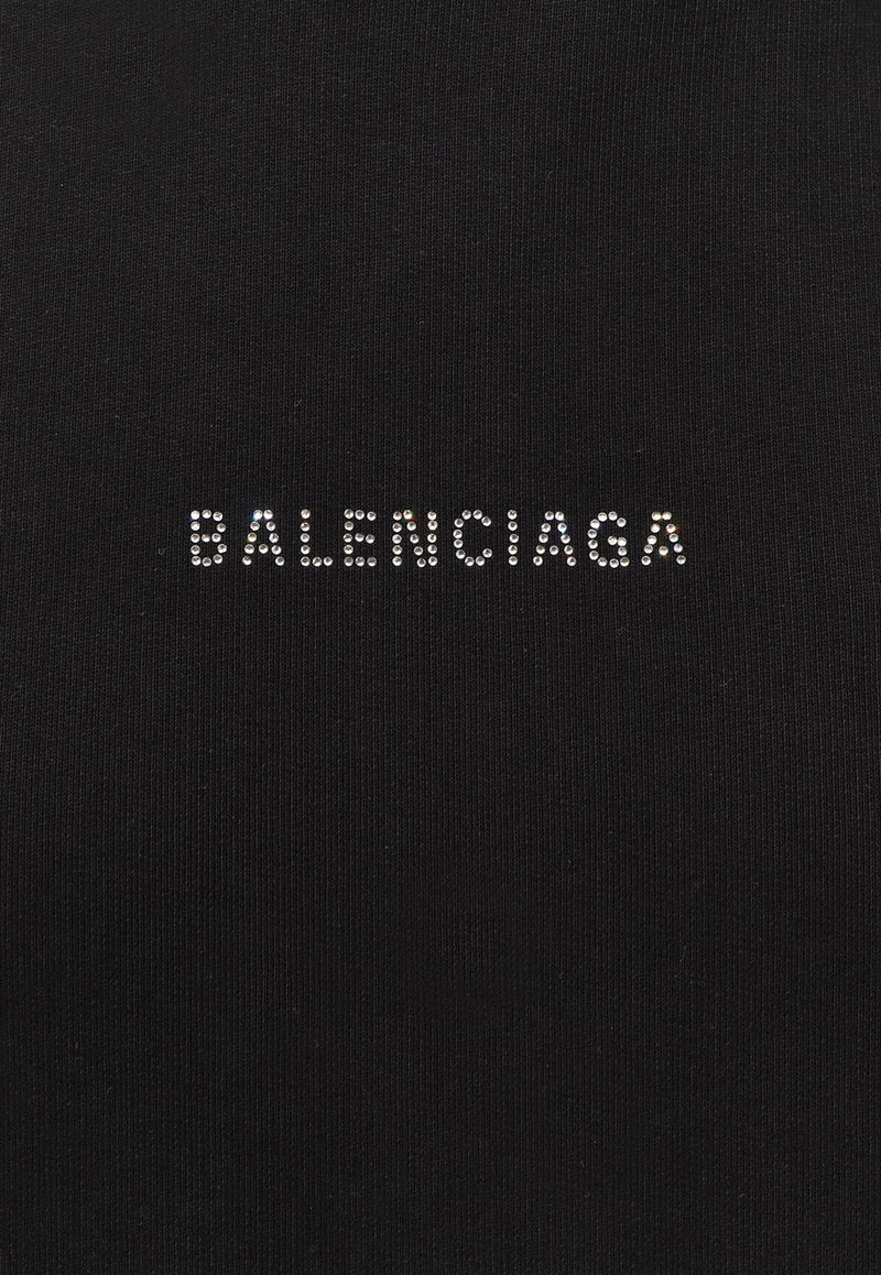 Balenciaga Logo-Printed Hooded Sweatshirt Black 818433TQVY1_1000