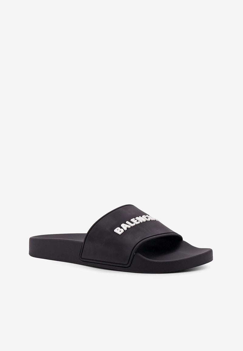 Balenciaga Logo Embossed Slides Black 565547W1S80_1006