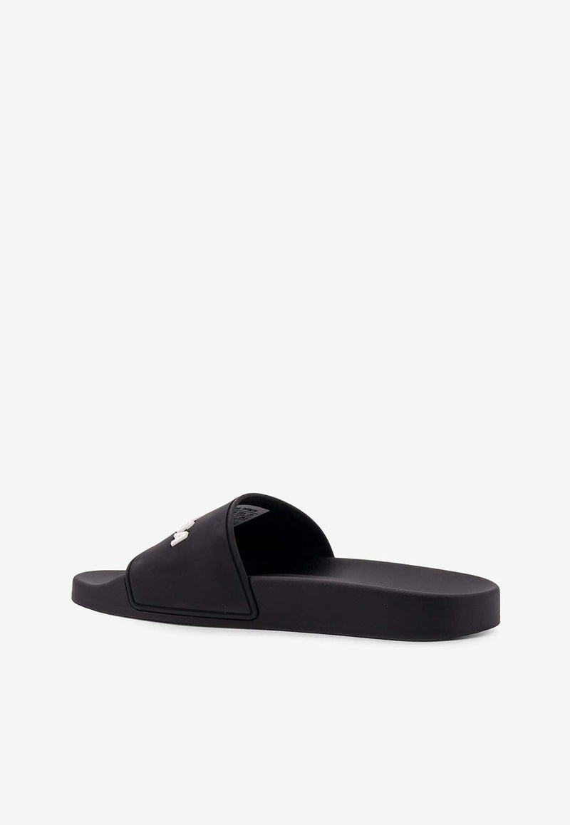 Balenciaga Logo Embossed Slides Black 565547W1S80_1006