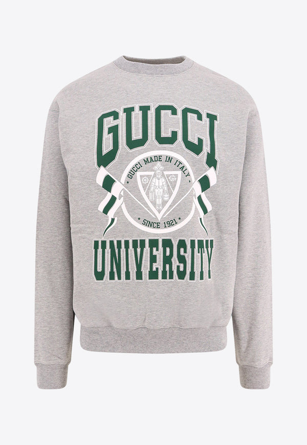 Gucci Logo University Printed Jersey Sweatshirt Gray 784413XJGU7_1230