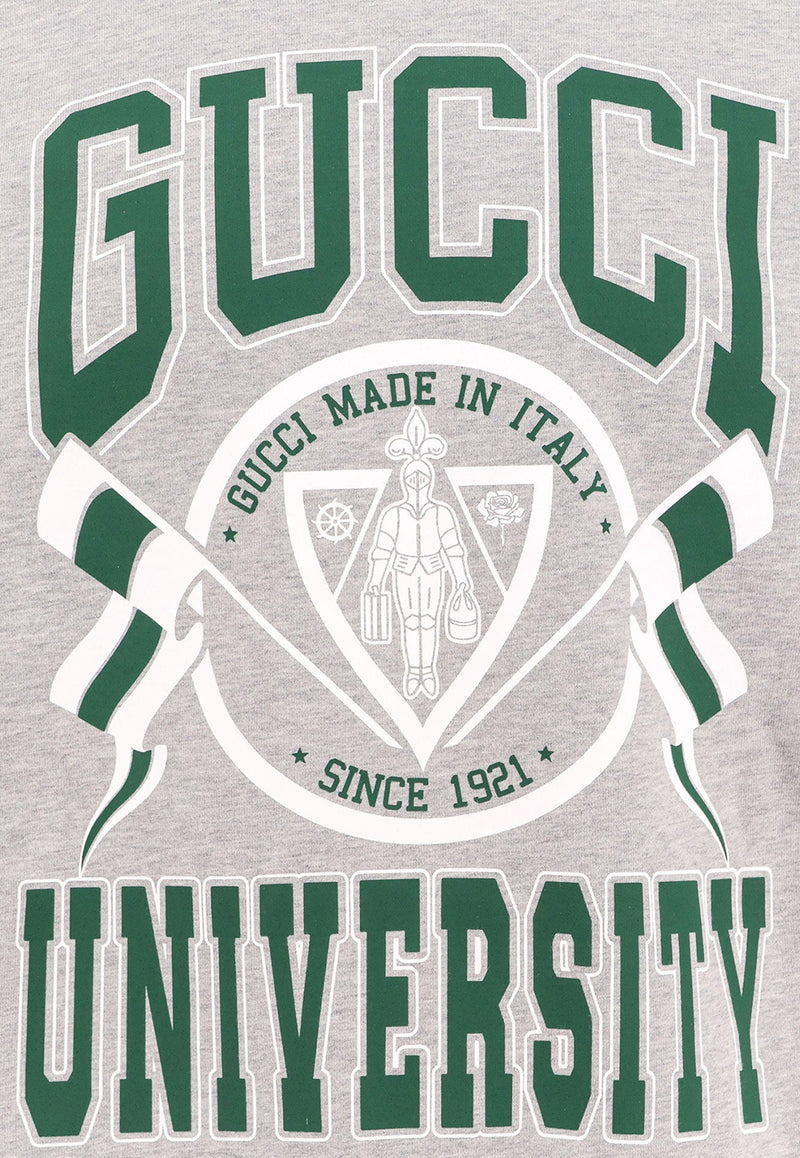 Gucci Logo University Printed Jersey Sweatshirt Gray 784413XJGU7_1230