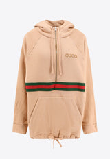 Gucci Logo Embroidered Hooded Sweatshirt Dress Beige 798683XJGS1_2323