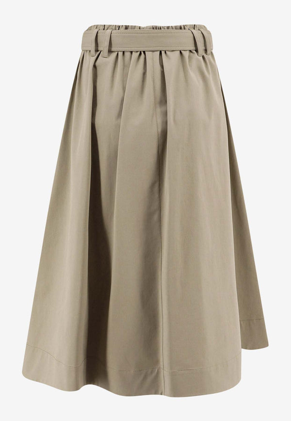 Brunello Cucinelli Belted Midi Skirt Green ML138G3753_C2874