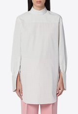 Dries Van Noten Checked Turtleneck Poplin Shirt White 0107029247/P_DRVNO-008