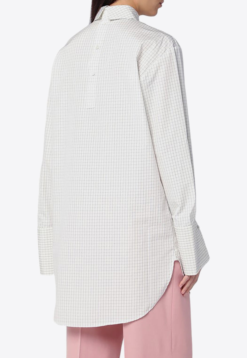 Dries Van Noten Checked Turtleneck Poplin Shirt White 0107029247/P_DRVNO-008