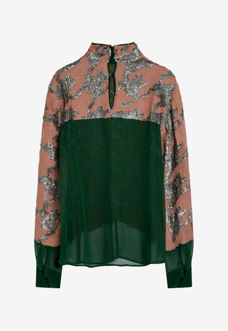 Dries Van Noten Sequin Embellished Buttoned Shirt Green 0107449320/P_DRVNO-604