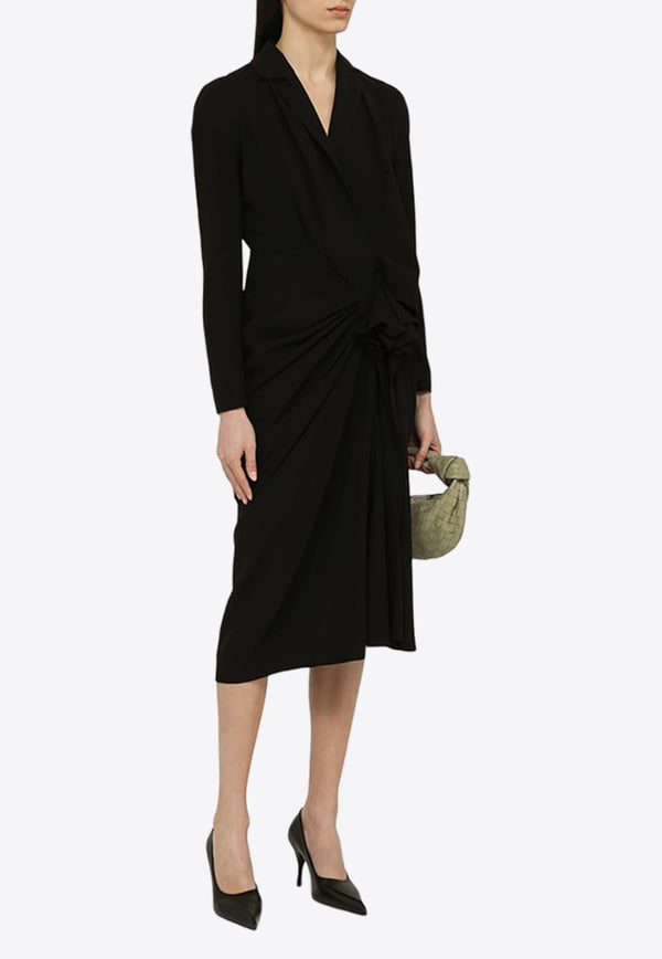 Dries Van Noten Draped Wool-Blend Midi Dress Black 0110638314/O_DRVNO-900