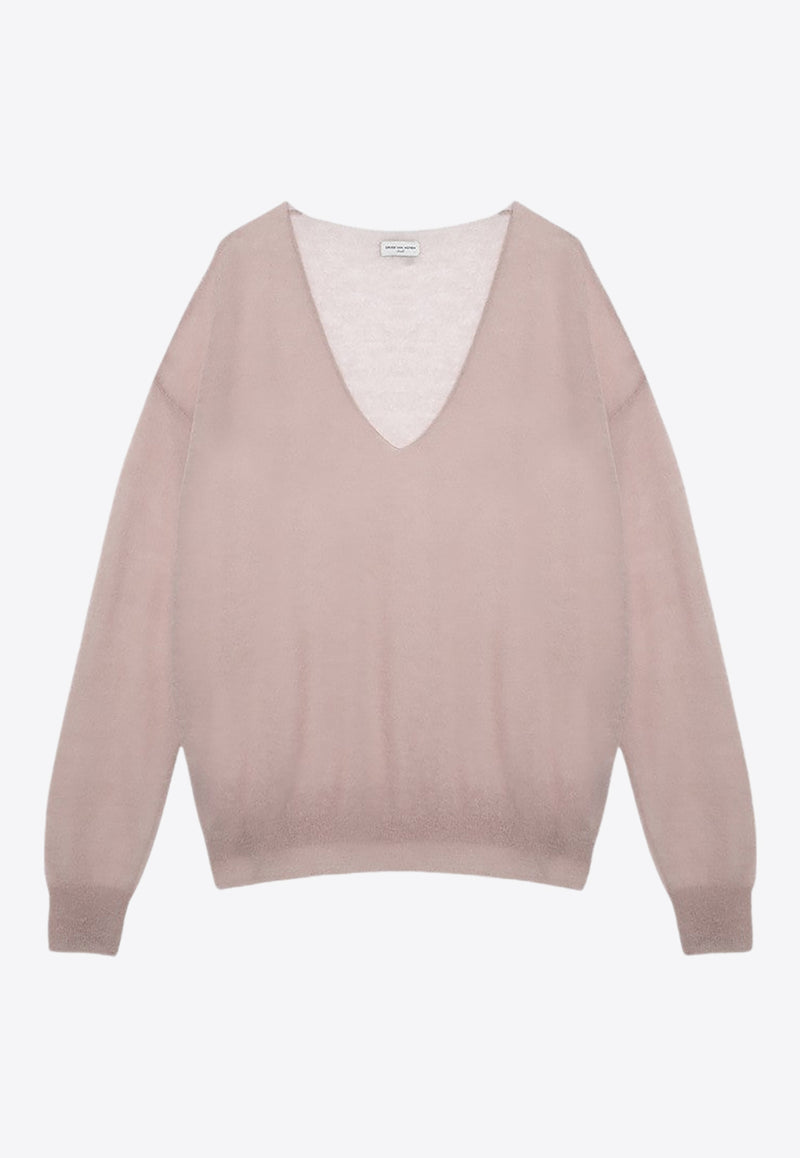 Dries Van Noten V-neck Wool-Blend Sweater Pink 0112119723/P_DRVNO-300