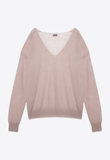 Dries Van Noten V-neck Wool-Blend Sweater Pink 0112119723/P_DRVNO-300