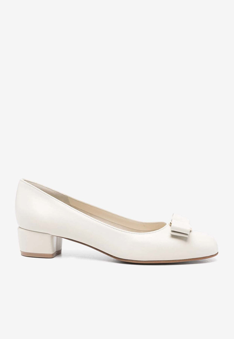 Salvatore Ferragamo Vara 30 Leather Pumps White 01B221 VARA 1 779604 MASCARPONE