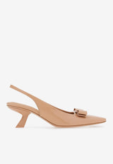 Salvatore Ferragamo Anz 55 Vara Bow Slingback Pumps Beige 01E984 ANZ SLING 763747 AMARETTI