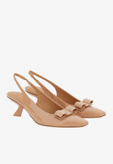 Salvatore Ferragamo Anz 55 Vara Bow Slingback Pumps Beige 01E984 ANZ SLING 763747 AMARETTI