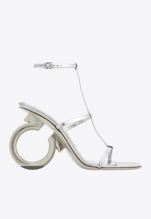 Salvatore Ferragamo Elina 105 Sandals in Patent Leather 01E988 ELINA X51 767757 ARGENTO Silver