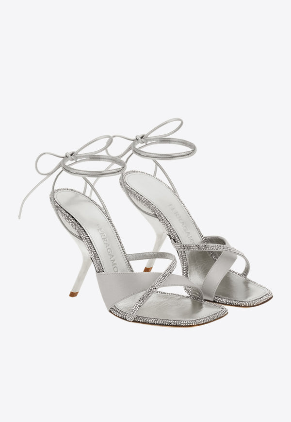 Salvatore Ferragamo Allegra 105 Crystal Embellished Sandals 01F592 ALLEGRA X5CR 764266 ARGENTO