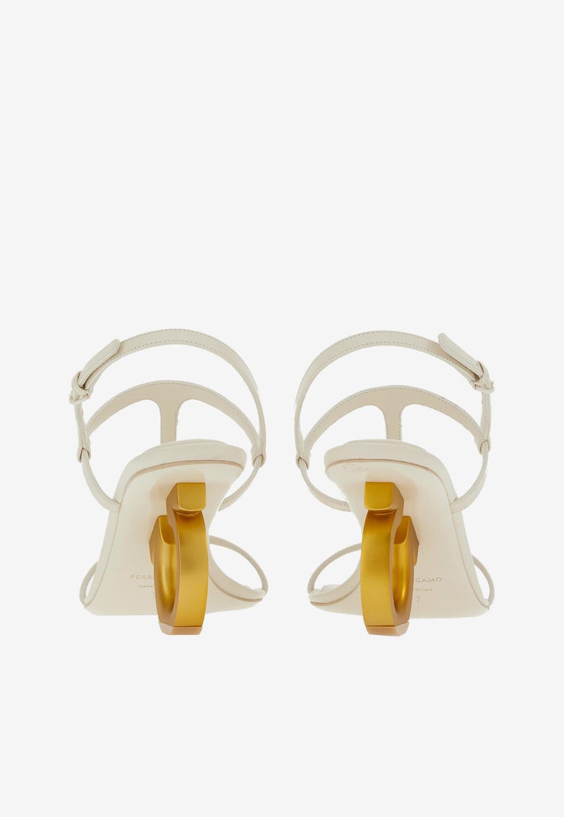 Salvatore Ferragamo Elina 70 Gancini-Heel Sandals White 01F616 ELINA 70 763350 MASCARPONE