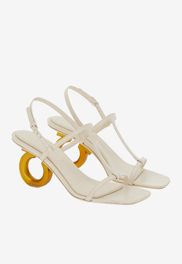 Salvatore Ferragamo Elina 70 Gancini-Heel Sandals White 01F616 ELINA 70 763350 MASCARPONE