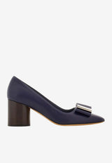 Salvatore Ferragamo Lena 60 Double-Bow Nappa Leather Pumps Midnight Blue 01F619 LENA 60 774804 MIDNIGHT