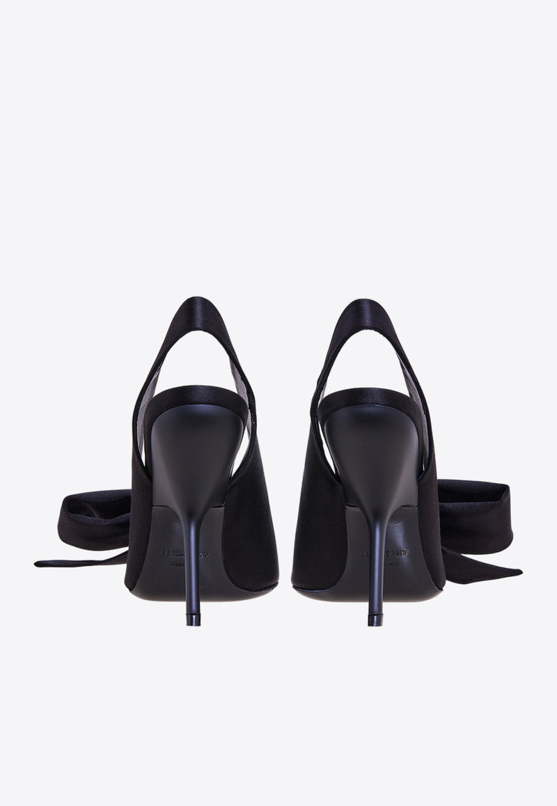 Salvatore Ferragamo Erica 105 Slingback With Asymmetric Bow 01F796 ERICA X5 763016 NERO