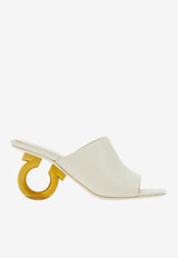 Salvatore Ferragamo Elina 70 Gancini-Heel Mules White 01F969 ASTRO 70 763351 MASCARPONE