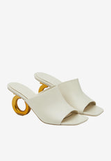 Salvatore Ferragamo Elina 70 Gancini-Heel Mules White 01F969 ASTRO 70 763351 MASCARPONE