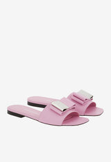 Salvatore Ferragamo Lyana Double-Bow Flat Sandals Pink 01F984 LYANA 763710 BUBBLE GUM