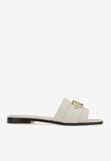 Salvatore Ferragamo Priscilla Gancini-Plaque Flat Sandals White 01G170 PRISCILLA 763943 MASCARPONE