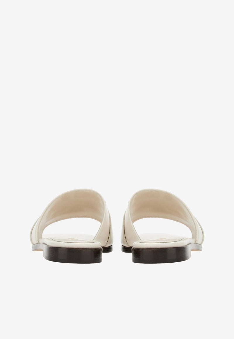 Salvatore Ferragamo Priscilla Gancini-Plaque Flat Sandals White 01G170 PRISCILLA 763943 MASCARPONE