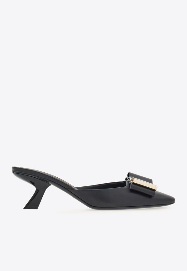 Salvatore Ferragamo Lycia 55 Double Bow Mules 01G292 LYCIA 763733 NERO