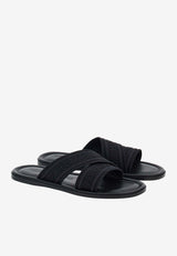 Salvatore Ferragamo Laurene Double-Strap Slides 01G833 LAURENE 769514 NERO/RICAMO