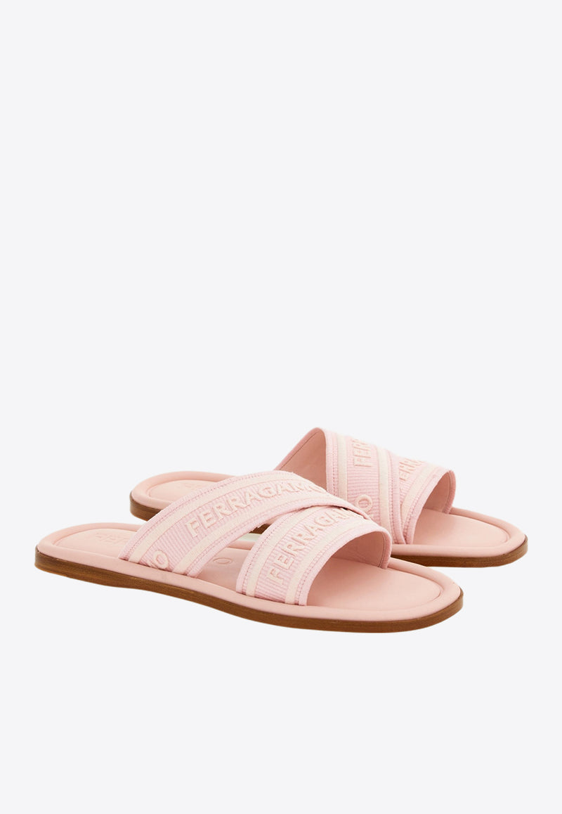 Salvatore Ferragamo Laurene Logo Slides 01G833 LAURENE 769517 NYLUND PINK Pink