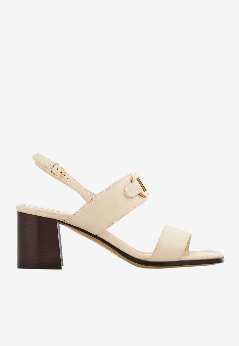 Salvatore Ferragamo Lou 55 Slingback Leather Sandals Cream 01G963 LOU 55 769668 DEEP MASCARPONE