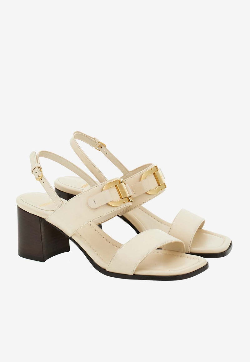 Salvatore Ferragamo Lou 55 Slingback Leather Sandals Cream 01G963 LOU 55 769668 DEEP MASCARPONE