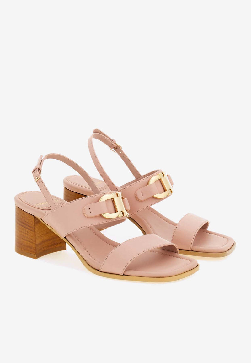 Salvatore Ferragamo Lou 55 Slingback Leather Sandals Pink 01G963 LOU 55 775070 ROSE