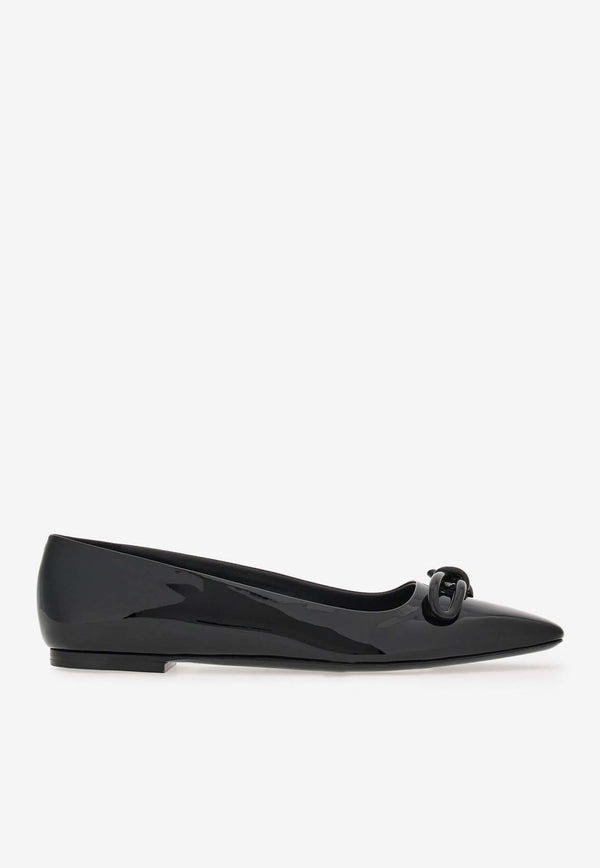 Salvatore Ferragamo Annie Asymmetric Bow Ballet Flats 01H388 ANNIE 768939 NERO