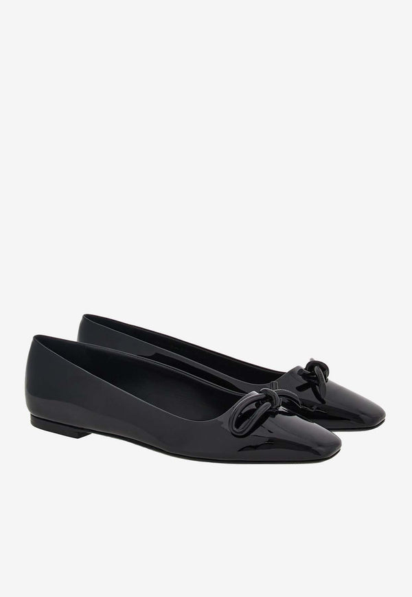 Salvatore Ferragamo Annie Asymmetric Bow Ballet Flats 01H388 ANNIE 768939 NERO