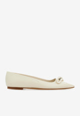 Salvatore Ferragamo Annie Asymmetric Bow Ballet Flats 01H388 ANNIE 768942 MASCARPONE