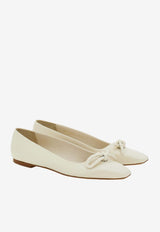 Salvatore Ferragamo Annie Asymmetric Bow Ballet Flats 01H388 ANNIE 768942 MASCARPONE