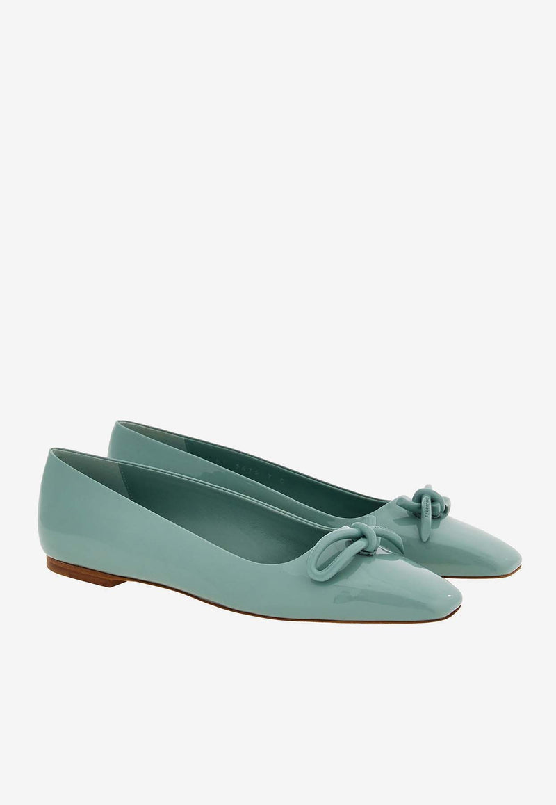 Salvatore Ferragamo Annie Asymmetric Bow Ballet Flats 01H388 ANNIE 768943 LUCKY CHARME