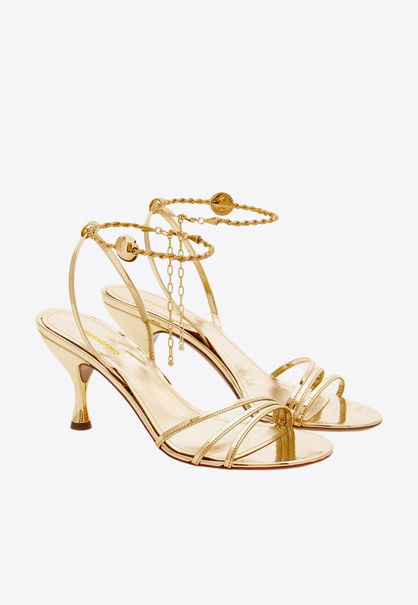 Salvatore Ferragamo Denise 70 Sandals in Patent Leather 01H441 DENISE 70 770563 GOLD LUX Gold