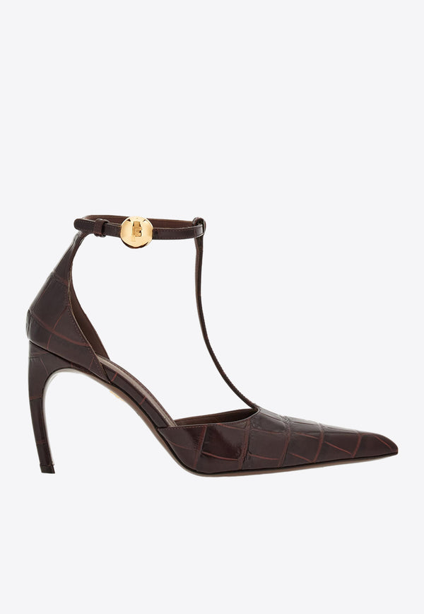 Salvatore Ferragamo Odette 95 Pumps in Croc-Embossed Leather 01H549 ODETTE 85 769283 COCOA BROWN Brown